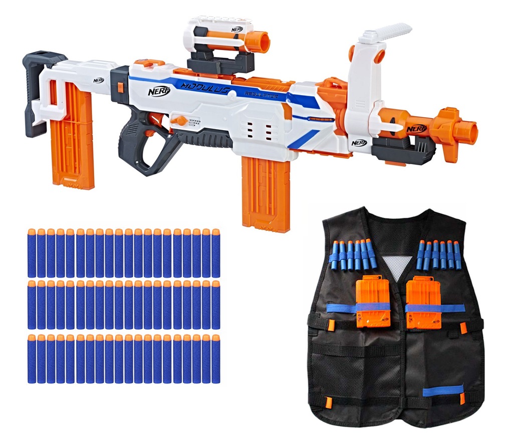 NERF MODULUS REGULATOR + KAMIZELKA + 60 STRZAŁEK