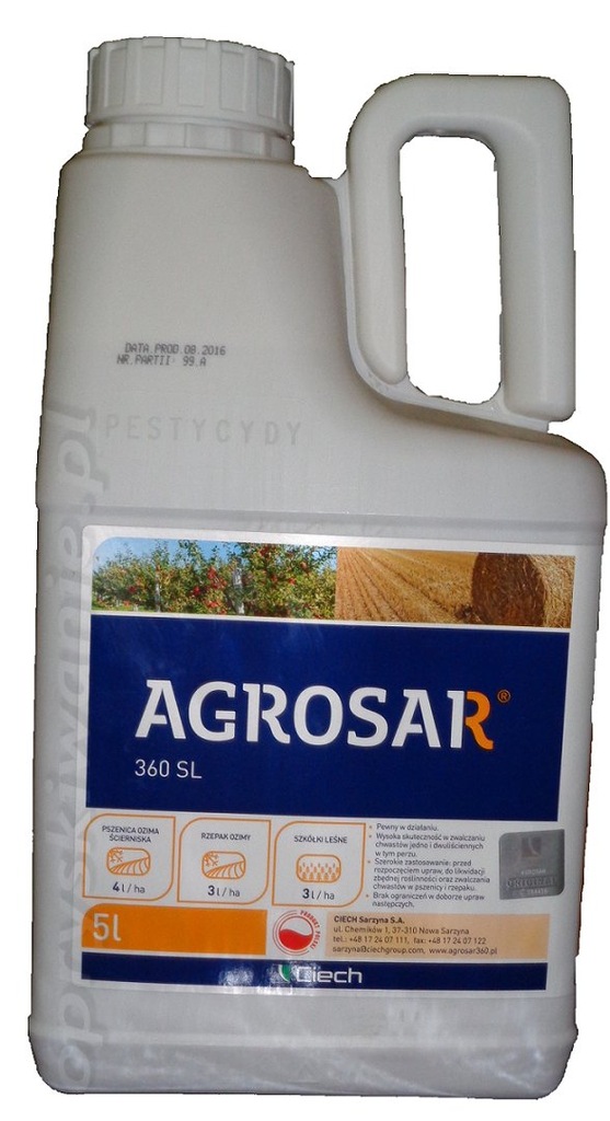 Agrosar 360sl 5l zamiennik roundup chwastobójczy