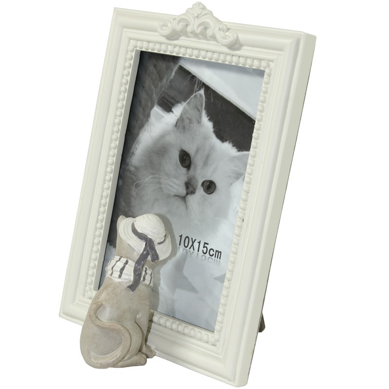 Ramka na zdjęcia foto Kot biała