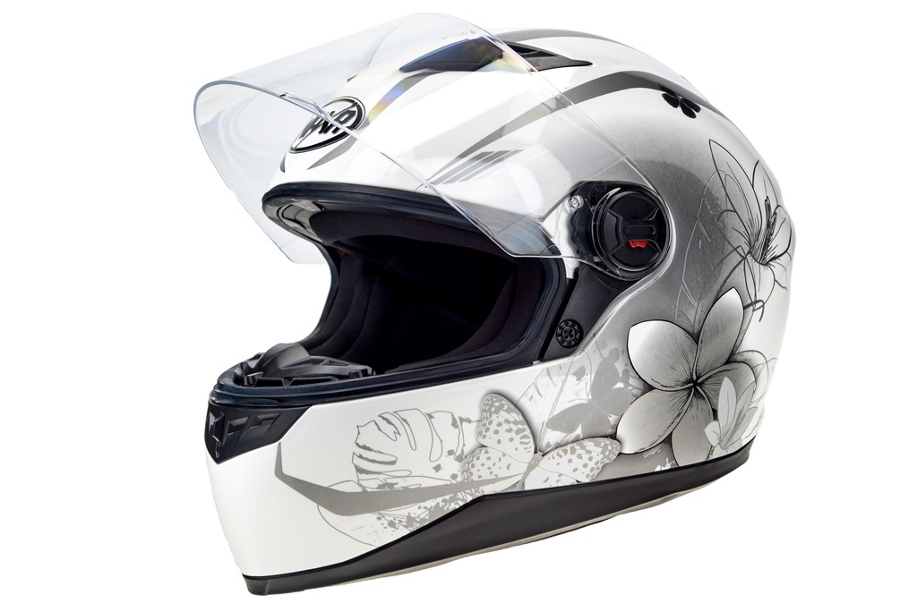 NAXA F20/H KASK MOTOCYKLOWY DAMSKI SZARY KWIATY M