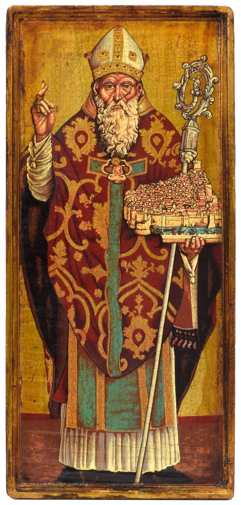  Św. Błażej z Sebasty stara ikona 40x18,5 cm