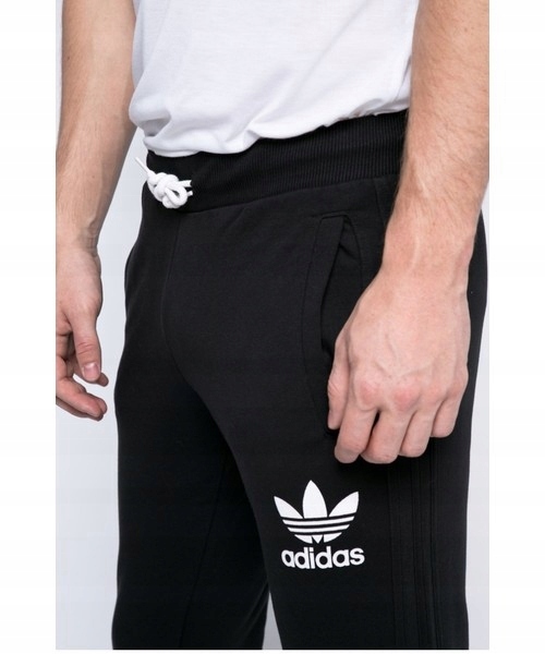Adidas Originals Black 3 Stripe Cuffed Sweatpants