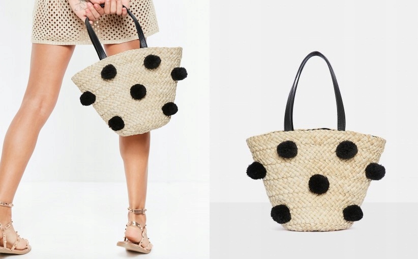 140F00471 MISSGUIDED TORBA SŁOMKOWA Z POMPONAMI
