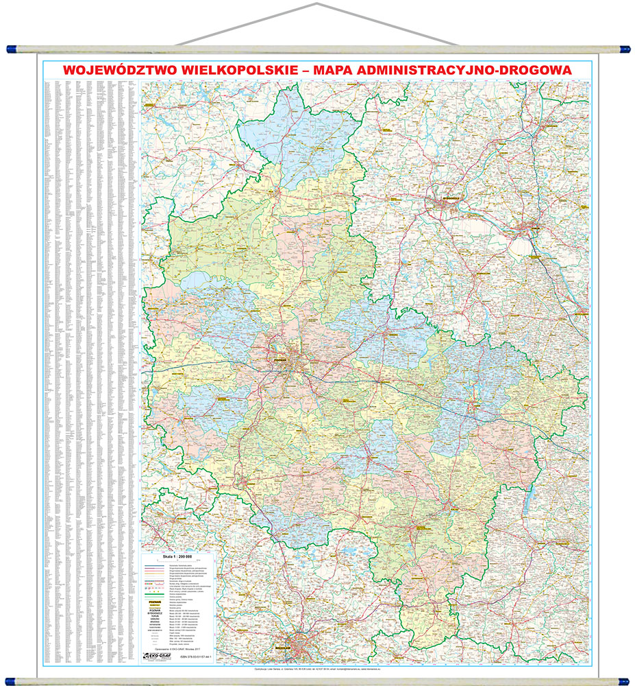 szczegółowa mapa samochodowa wielkopolski województwo wielkopolskie mapa drogowa ścienna   7089976689 