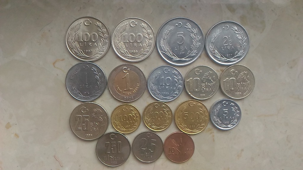 Turcja zestaw monet różne nominały,roczniki 17szt