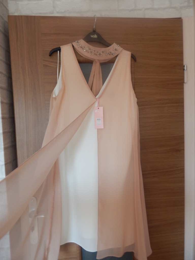 Wallis sukienka tunika pudrowy róż ekru r. 42,XL,