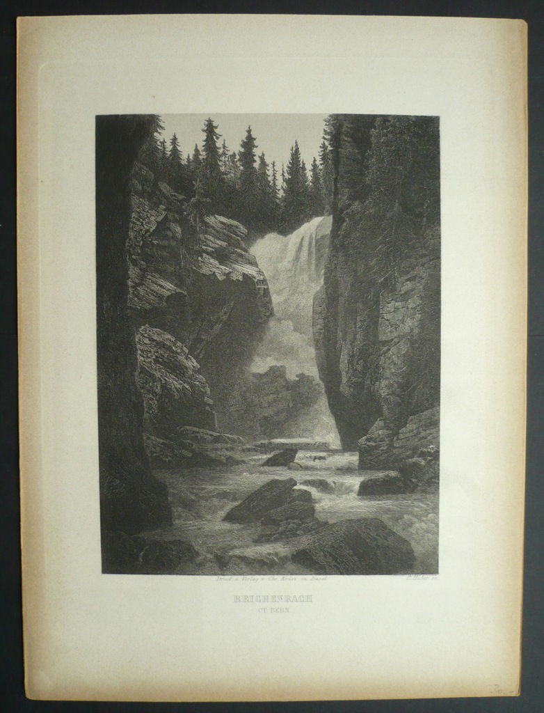 Alpy Szwajcaria wodospad Reichenbach, oryg. 1839