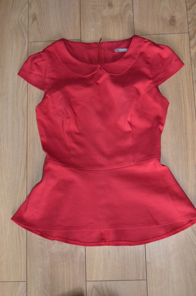 ORSAY czerwona bluzka top baskinka XS / 34