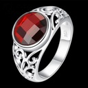 Серебряное обручальное кольцо с крупным рубином