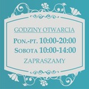 Godziny Otwarcia naklejka Sklep Drzwi Szybę KOLOR