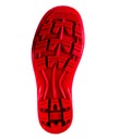 Стильные женские резиновые сапоги черного цвета на красной подошве.