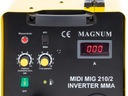 INVERTOROVÁ ZVÁRAČKA INVERTOR MAGNUM MIDI MIG 210/2 MMA 400V 200A HLINÍK Dĺžka uzemňovacieho kábla 200 cm