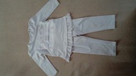 Biały zestaw bluzeczka tunika + legginsy ok 74/80