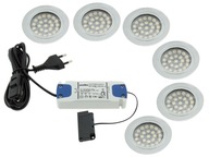 Kpl 6x ROUND LED 1,8W 12V stropné očko+napájací adaptér