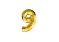 Balónik číslica 9 fóliový 41cm zlatý pevný