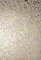 Dekoračný papier fizelina ecru kvety zlaté 5ks