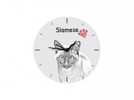 Siamská mačka Stojace hodiny s grafikou, MDF