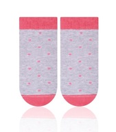 Bavlnené ponožky sivé malinové bodky 0-3 mcy
