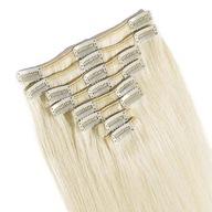 Pramene prírodné svetlé blond vlasy clip in 40 cm