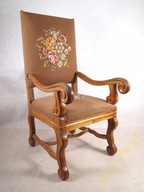 Fotel Tron W kwiaty Brąz 1900r 124 cm