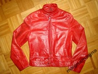 ELEGANCKA lekka prosta CZERWONA RAMONESKA KURTKA SKÓRZANA DAMSKA 34 S/174