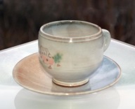 Piękna stara przaśna ceramiczna FILIŻANKA + SPODEK