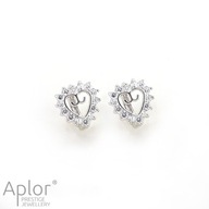 Kolczyki Srebrne Serduszka Krysz. Swarovski zatrzask serca pudełko prezent