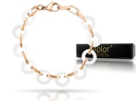 Złota Bransoletka Biała Ceramika Kółka Pudełko HIT na lata