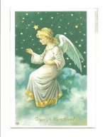Karnet - Świąteczny Anioł na rozgwieżdżonym niebie