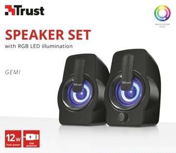 Динамики TRUST GEMI RGB 2.0, черные