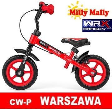 СверхЛЕГКИЙ АЛЮМИНИЕВЫЙ беговел 10 дюймов Milly Mally WRX Red + ТОРМОЗ