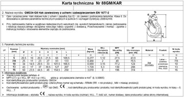 5,3T HAK ZAWIESIOWY Z UCHEM I ZAB. 13 mm KLASA 8