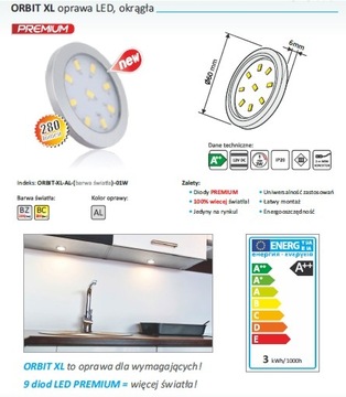 Oprawa meblowa LED ORBIT XL 3W BIAŁA ciepła