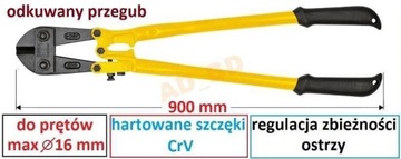 NOŻYCE DO PRĘTÓW DRUTU DO 16mm 900mm TOPEX 01A135