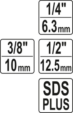 КОМПЛЕКТ ПЕРЕХОДНИКОВ SDS-PLUS ДЛЯ РОЗЕТОК-1/4,3/8,1/2