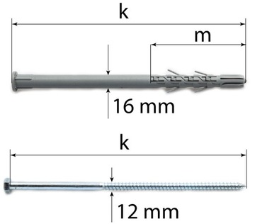Kołki rozporowe ramowe 16x220 długie rozpieranie