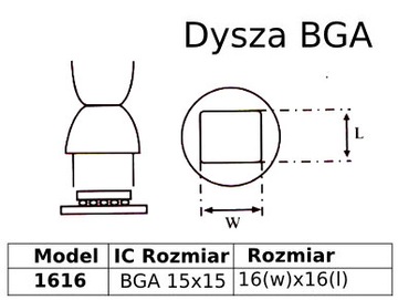 Паяльная насадка для станции HotAir BGA 15x15 1616