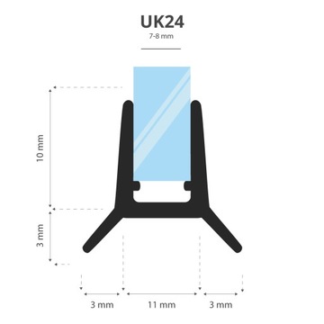 Уплотнитель для душевой кабины 100 см UK24-08