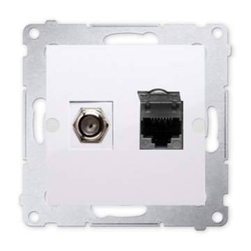 Simon 54 GNIAZDO KOM. RJ45+SATbiałe DASFRJ45.01/11