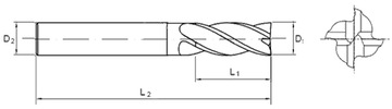 Твердосплавная фреза VHM 4p 16мм хвостовик 16мм TiAlN 50HRC CNC