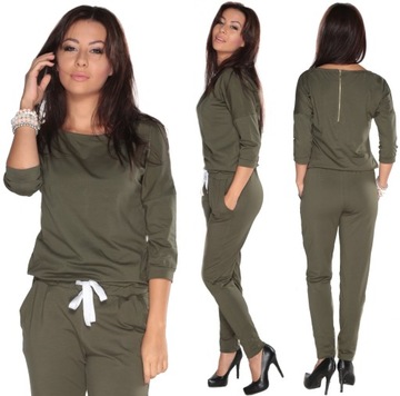 WYGODNY KOMBINEZON KHAKI Z ZAMKIEM casual S M L