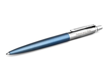 Шариковая ручка Parker Jotter Steel Waterloo Blue, с гравировкой