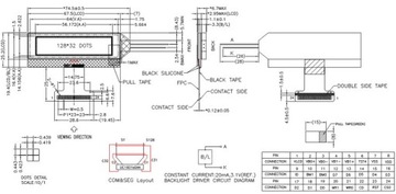 ART LCD графический 128x32-R COG LED b/l-W/KK 3,3В