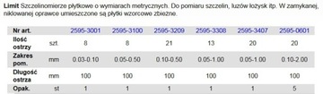 LIMIT SZCZELINOMIERZ PŁYTKOWY 0,03-0,10mm 8 płytek