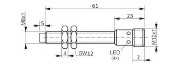 Индуктивный датчик М8 ПНП (НЗ) Sn-2, гнездо G12