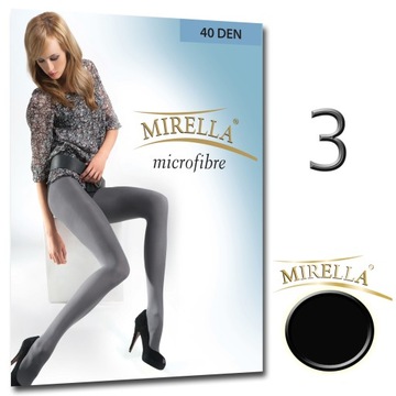 MIRELLA Колготки из микрофибры 40 ден, гладкие, матовые, 3/л Неро