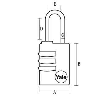 YALE Замок навесной кодовый, комбинация, 3 цифры, 22 мм