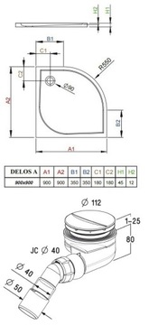 RADAWAY ALMATEA PDD 80x80 кабина + ДУШЕВОЙ ПОДДОН + СИФОН