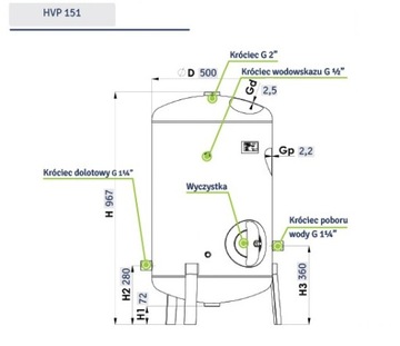 ГИДРОФОРНЫЙ БАК 150 Л ОЦИНКОВАННЫЙ 6 БАР H-V