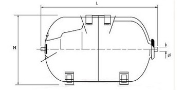 Горизонтальный диафрагменный гидрофорный бак 24л, 25л